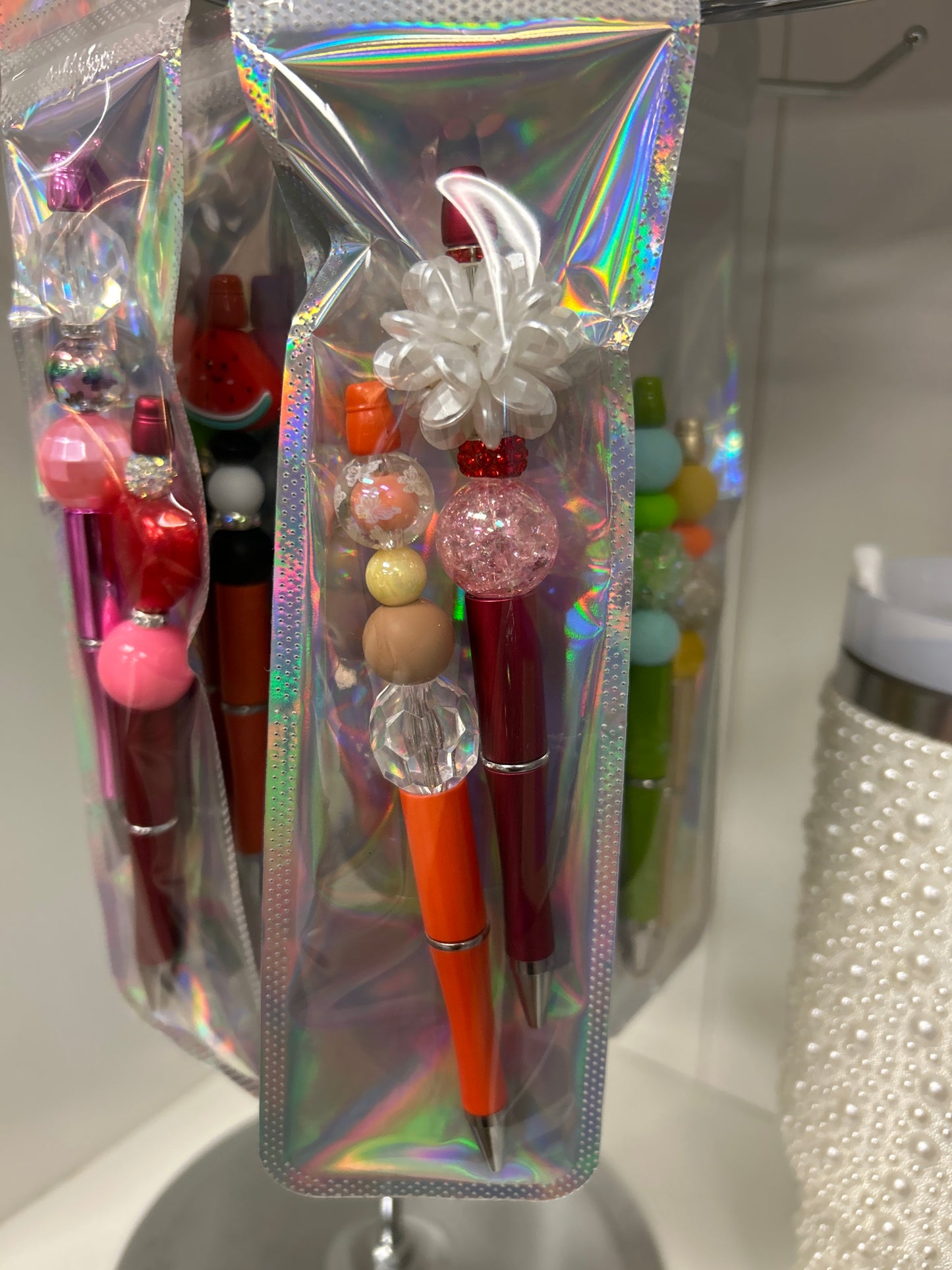 Beaded ballpoint pen